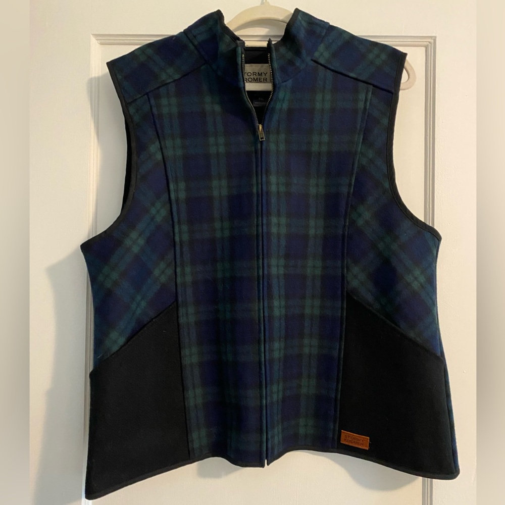 NWOT Womens Stormy Kromer Plaid Wool Vest Navy Blue Green USA Made Size XXL